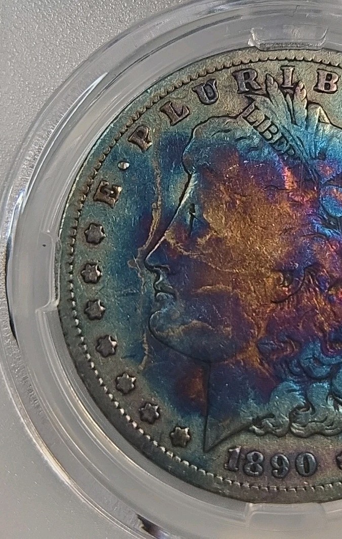 Exceptional Toning 1890- S Morgan Silver Dollar