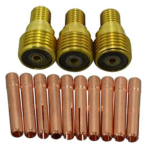TIG Gas Lens Collets Bodies 45V45 13N24 1/8" & 3.2mm 45V45 13N24 1/8" 13pcs