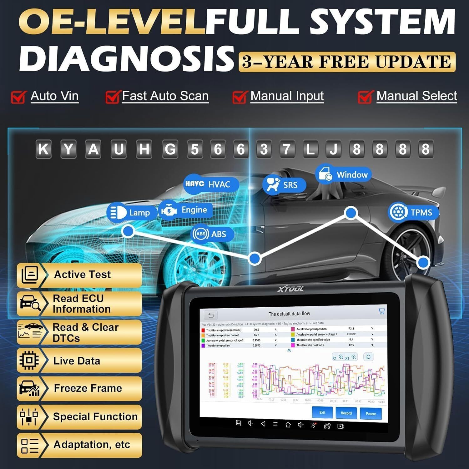 2026 XTOOL IP819 V2.0 Bidirectional Scan Tool AI Assisted Car Diagnostic Scanner