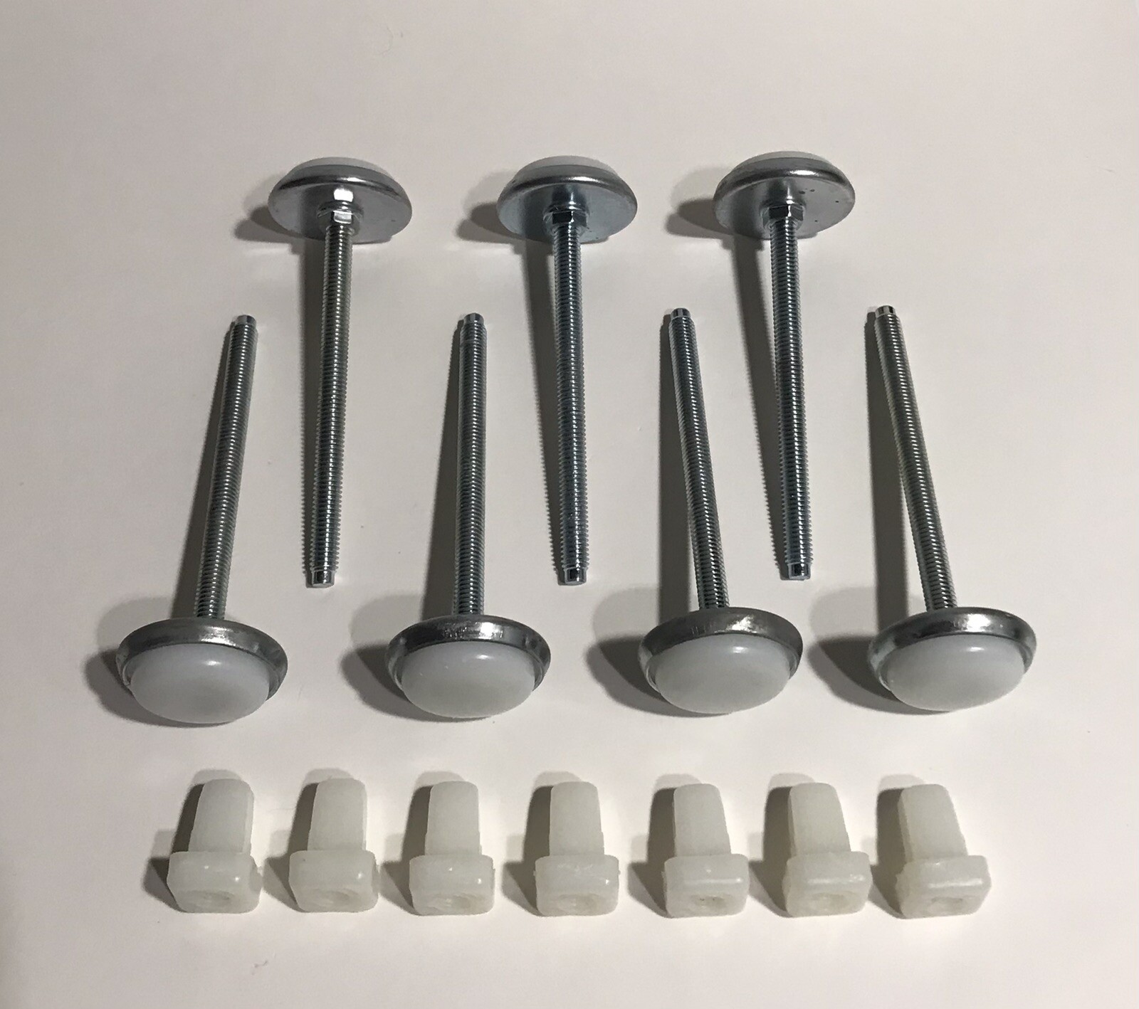 Seven(7) Hollywood-Style Bed Rail Floor Glides - 6” long - w/Square Inserts