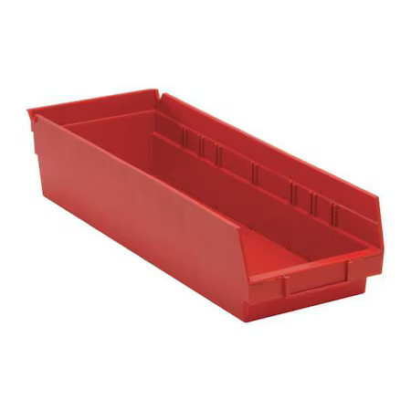 Quantum Storage Systems Qsb104rd Shelf Storage Bin, Polypropylene, Red, 4 In H,