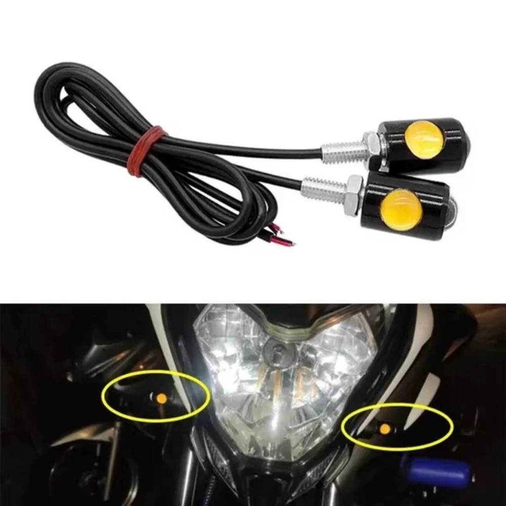 2X Mini LED Motorcycle Turn Signals Indicator Amber Blinker Light Universal Lamp