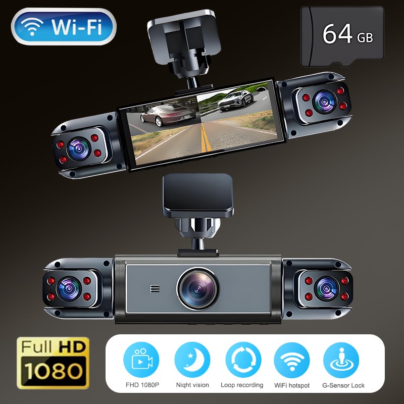 4 Channel Dash Cam 360 View, 1080P Front and Rear inside Left Right, Dash Camera