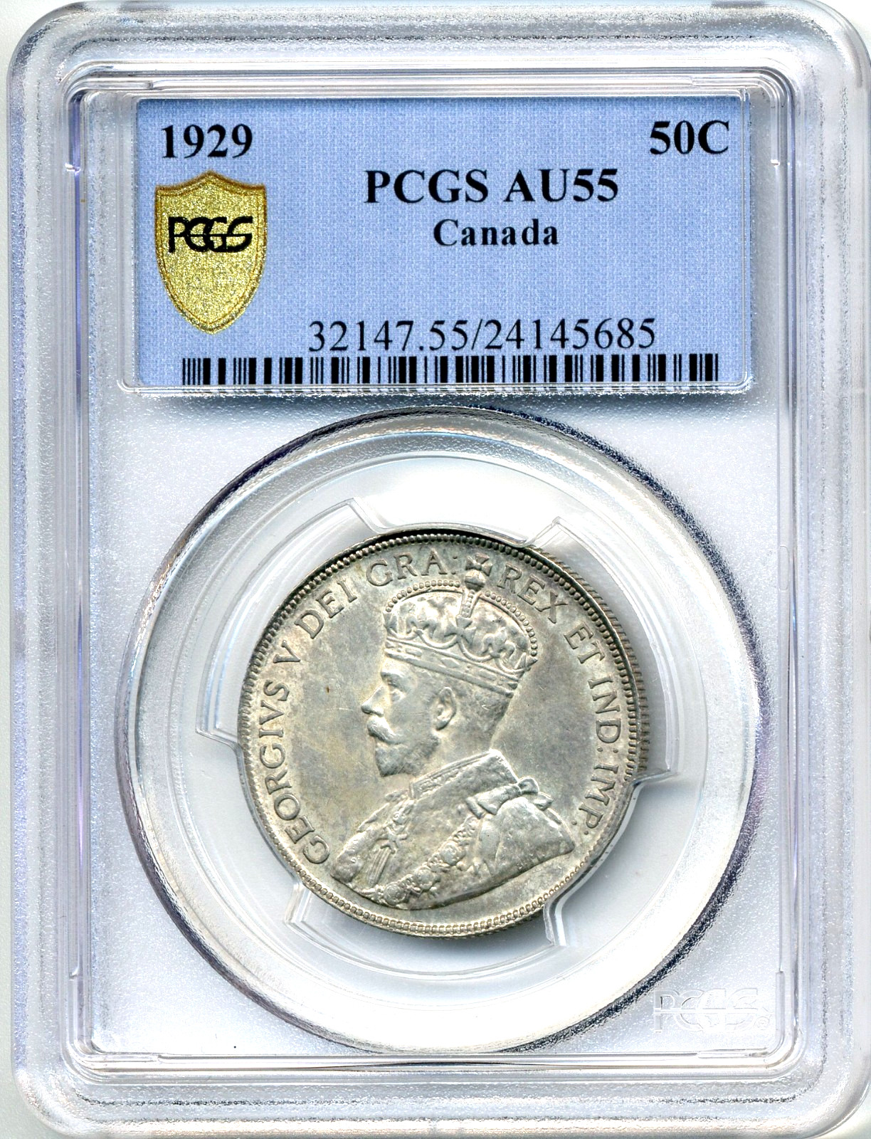 1929 Canada 50 Cents, Choice About Uncirculated, PCGS AU55
