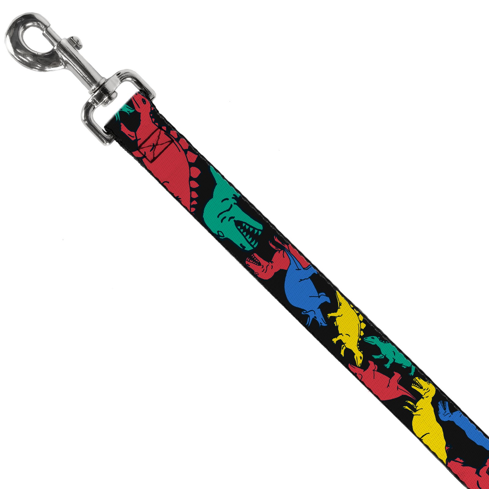 Dog Leash Dinosaurs Black/Multi Color NARROW 0.5"