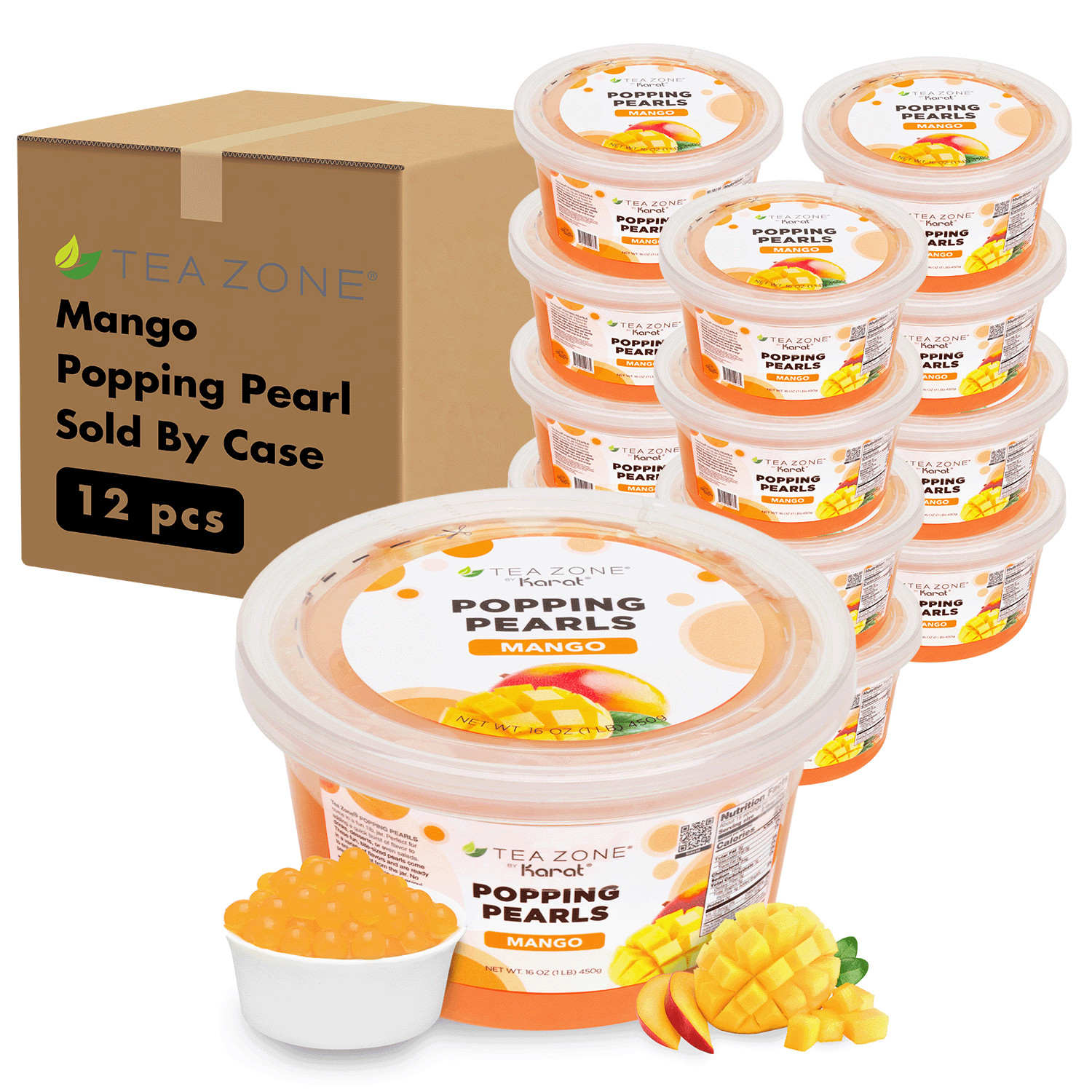 Tea Zone Mango Popping Pearls - Case (12 jars)