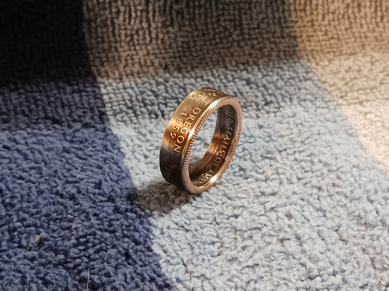 Oregon Handcrafted Washington Quarters coin ring, size 7   2005