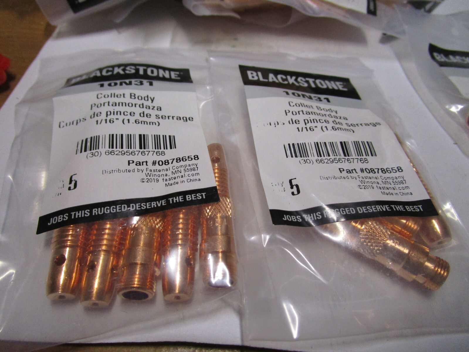 10N31 - 1/16" fastenal Standard Collet Body for 17,18,26 Series Torches QTY 10