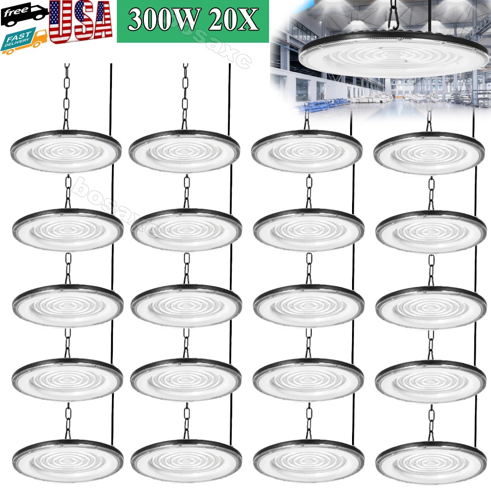 20 Pack 300W UFO Led High Bay Light Factory Warehouse Commercial Led Shop Lights