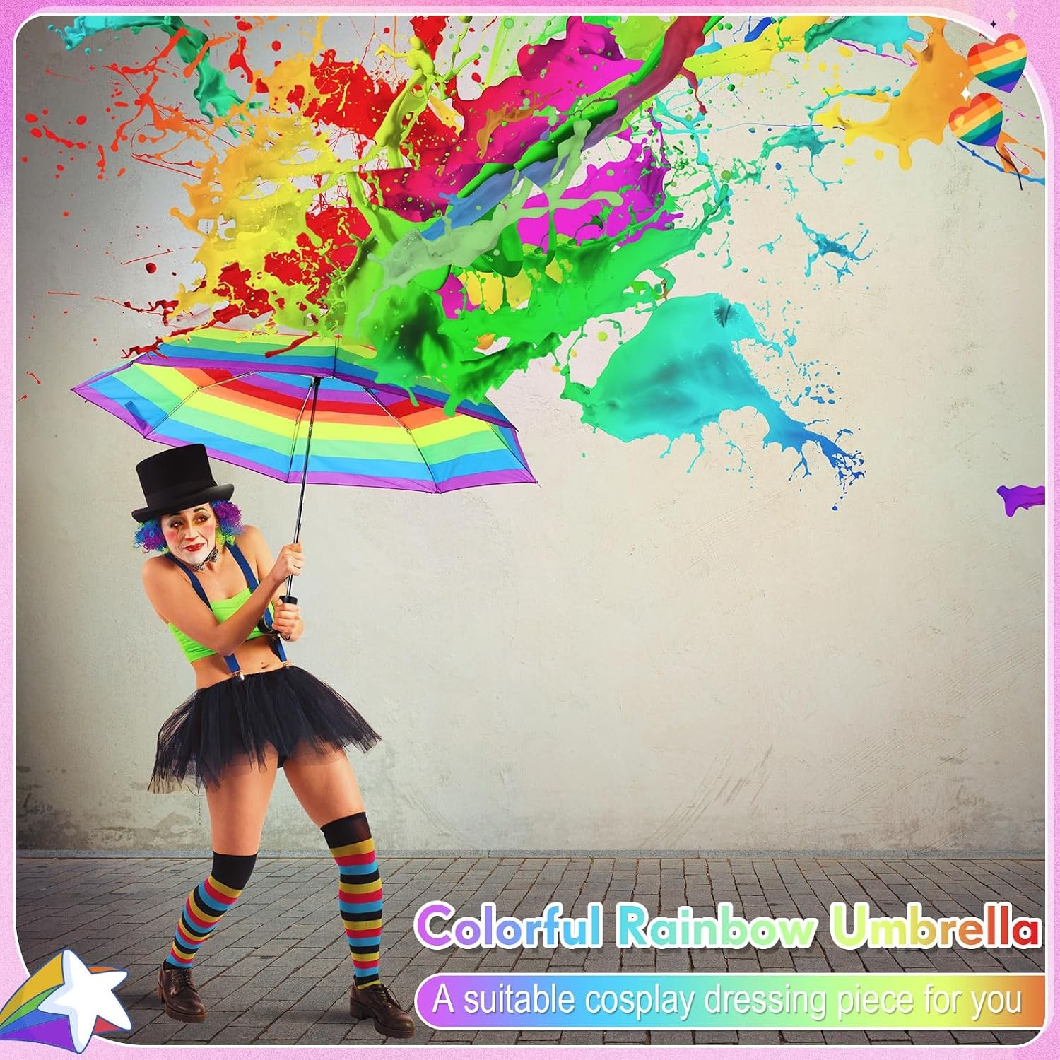Silkfly 24 Pcs 8 Rib Rainbow Pride Umbrella Bulk Compact Portable Tri Fold
