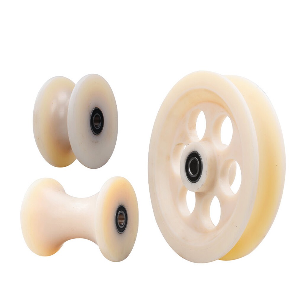 U-Groove Pulley Rollers Various Groove Size Suitable For Pipes Poles Ropes Nylon