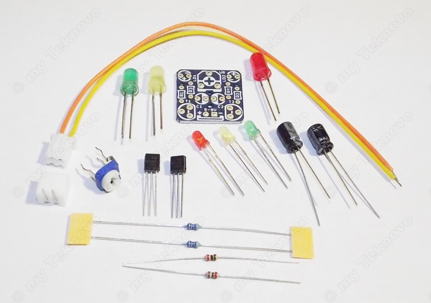 5x Tiny Adjustable LED Flasher Blinker DIY KIT [Simple LED Flash Strobe] v2.0