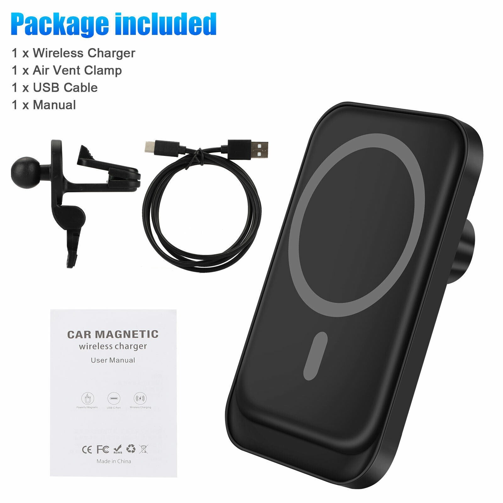 Magnetic Wireless Charger Car Mount Holder For iPhone 13 14 15 Pro Max MagSafe