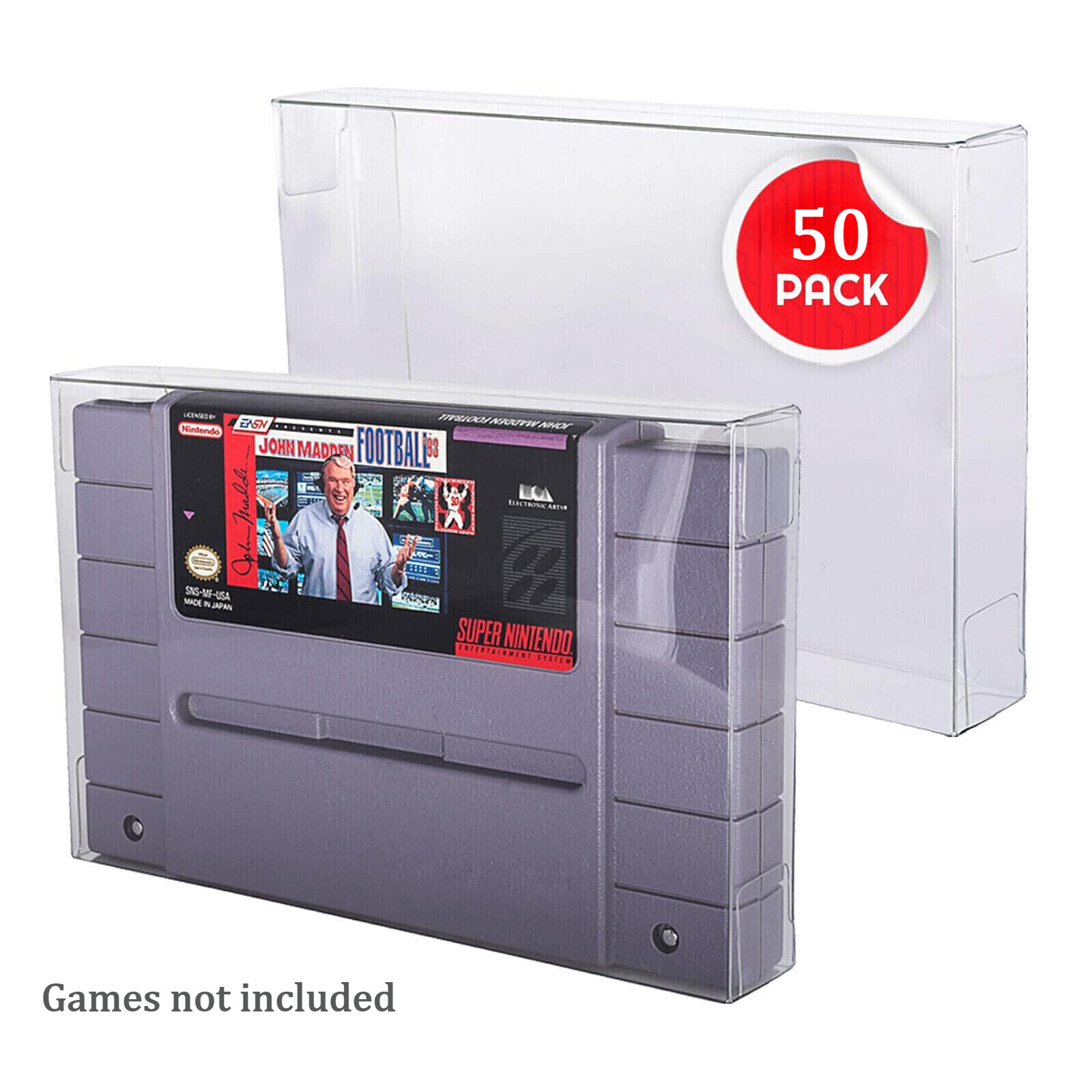 50x Display Protectors Clear Cover For Nintendo SNES CARTRIDGE Video Game Carts