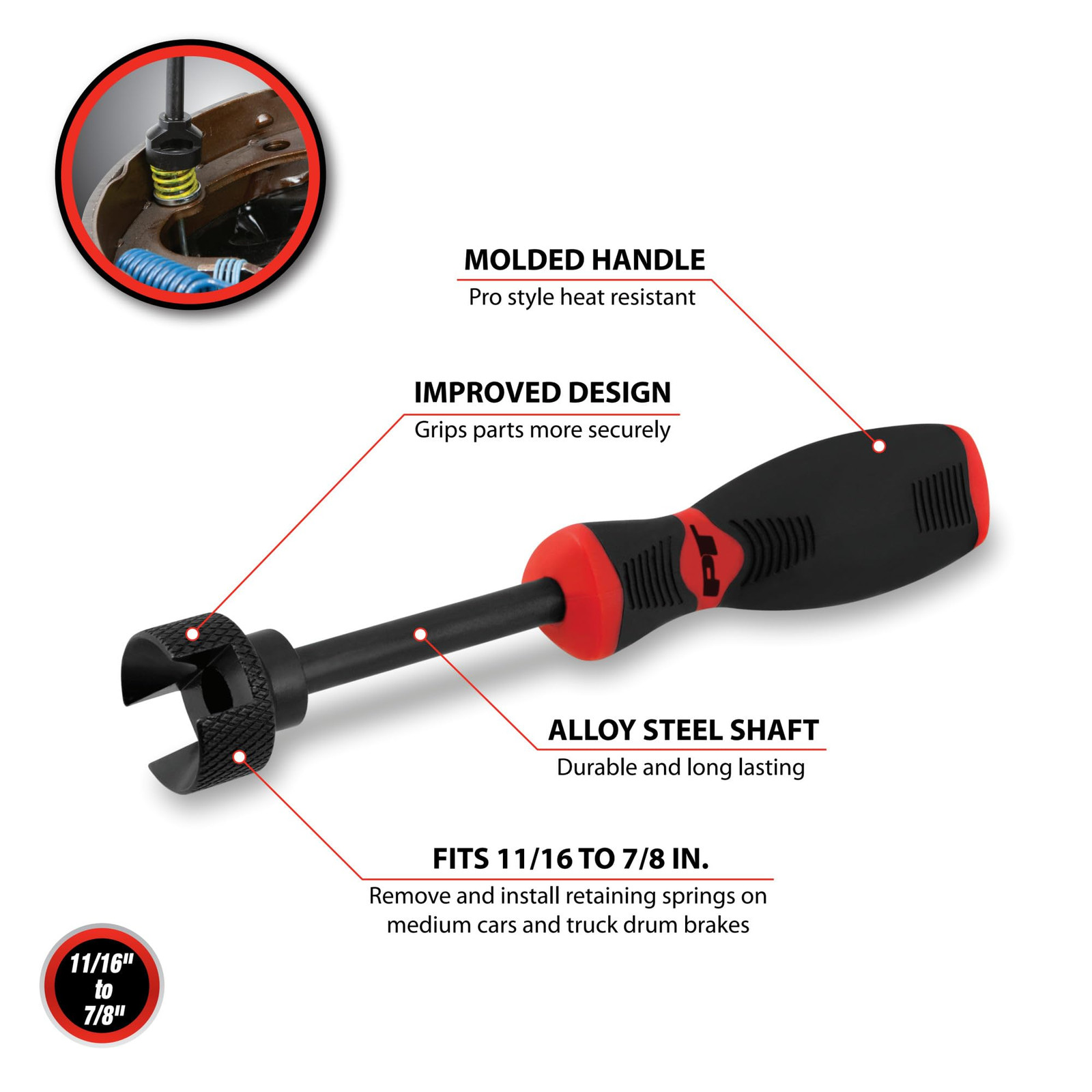Performance Tool W158C Brake Spring Compressor for Drum Brake Maintenance
