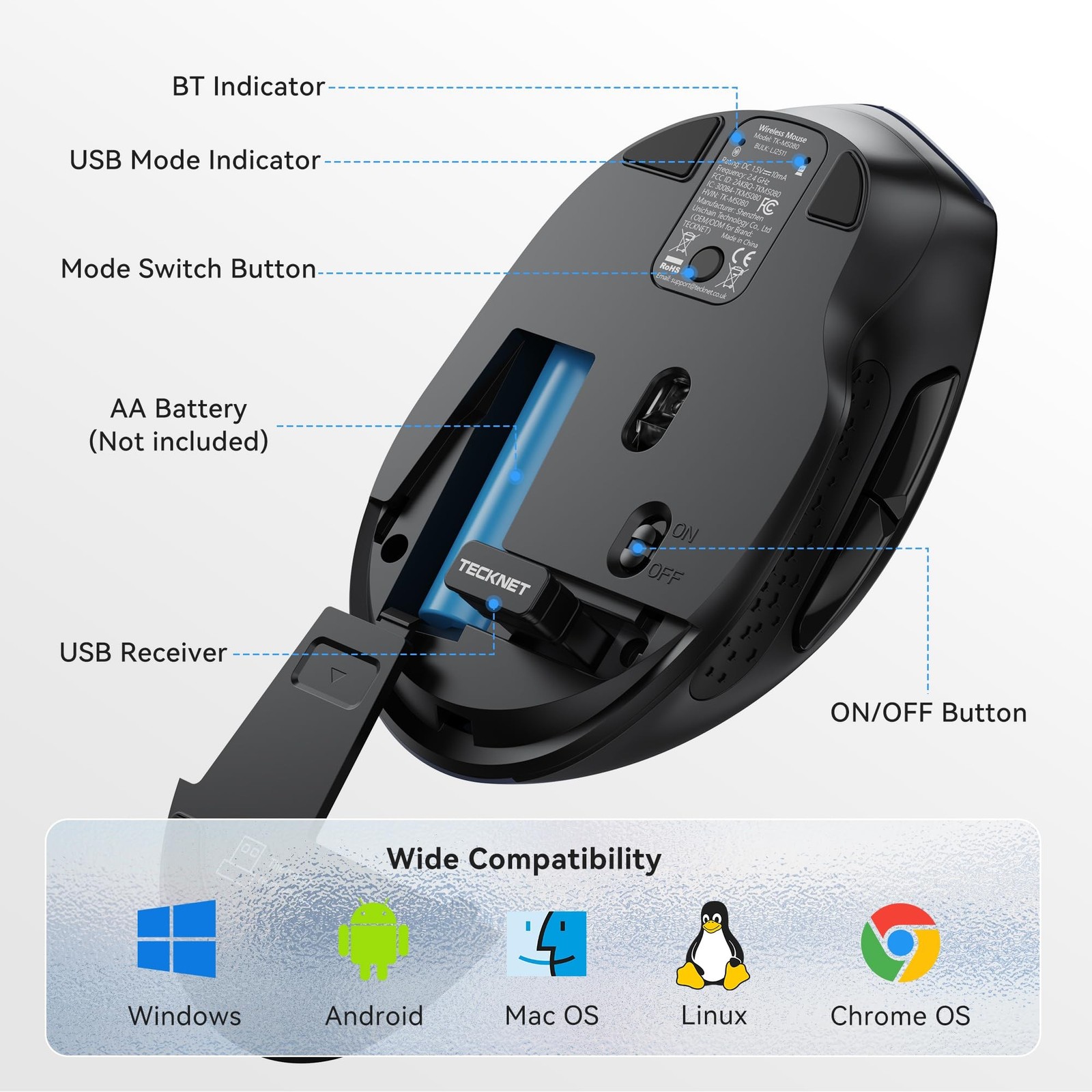 TECKNET Wireless Mouse for Laptop, Silent Mouse Quiet Click, Computer Mice Wi...