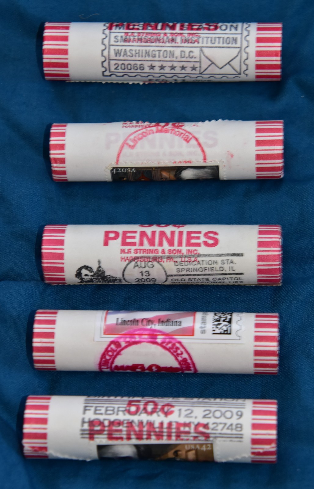 2009/2010 Lincoln Bicentennial Penny Coin 5 Rolls total LP1- LP5 1stDay Ceremony