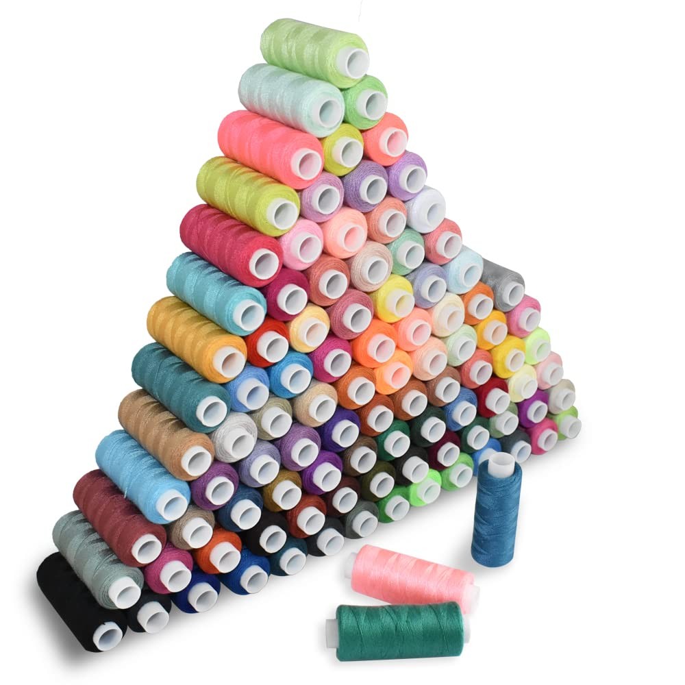 Sewing Threads Kits, All Purpose 100 Color Spools Polyester Thread Quilting T...