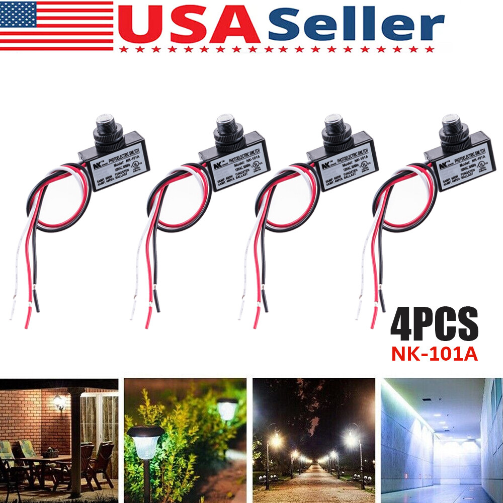 4PC Photoelectric Photocell Dusk to Dawn Button Flush Mount Photo Control Switch