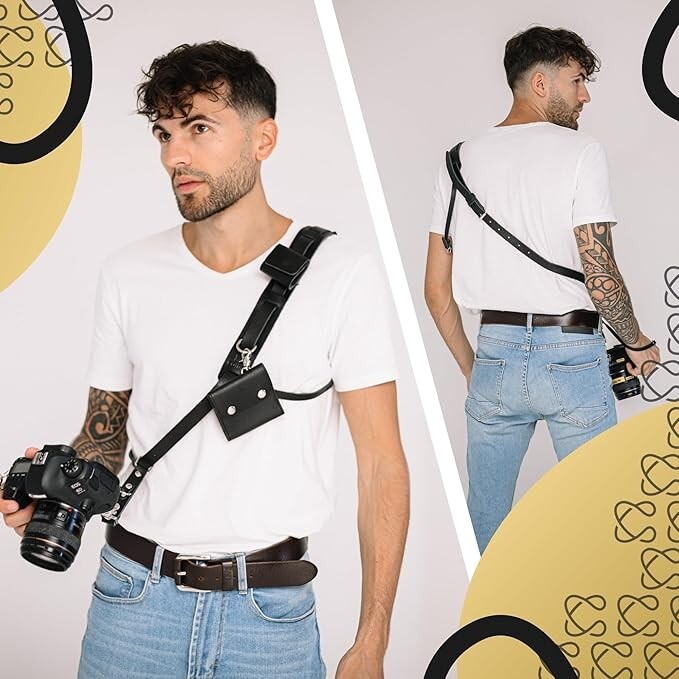 Coiro Leather Camera Strap for One Camera - Single Leather Harness, Color Tan