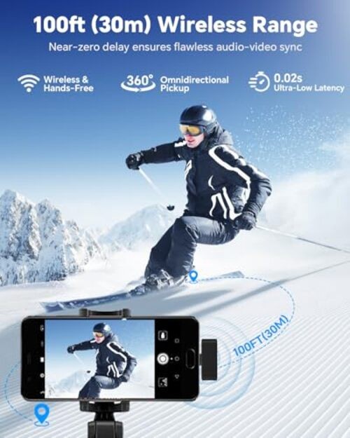 Wireless Lavalier Microphone for iPhone/Android Phone/Laptop/PC, Mini Lapel