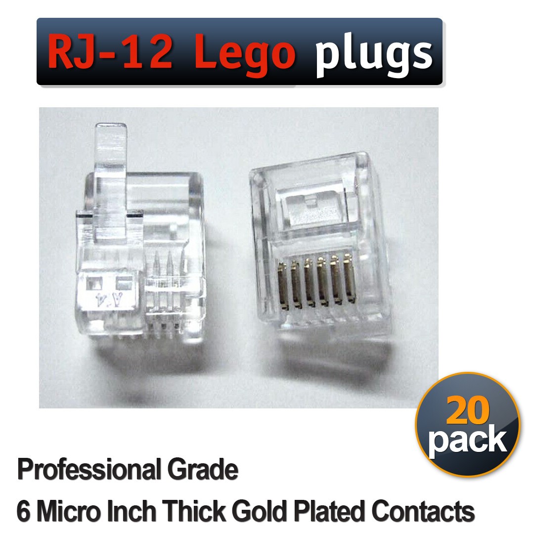RJ12 6P6C Modular Plugs with RIGHT Latch Offset Tab for Lego NXT EV3 (20 pack)