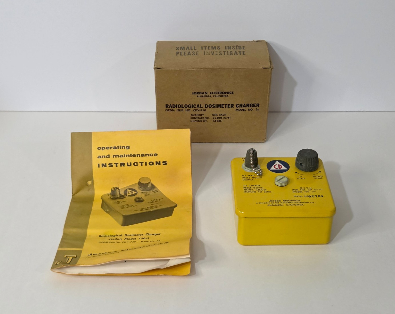 Jordan Electronics Radiological Dosimeter Charger Model 5a CDV-750 Orig Box Manu