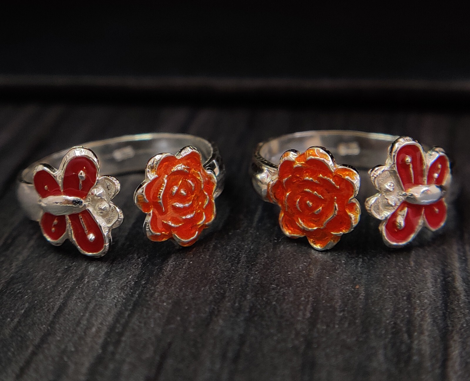 925 Sterling Silver Star Butterfly Enamel Toe Ring Adjustable Flower Toe Ring