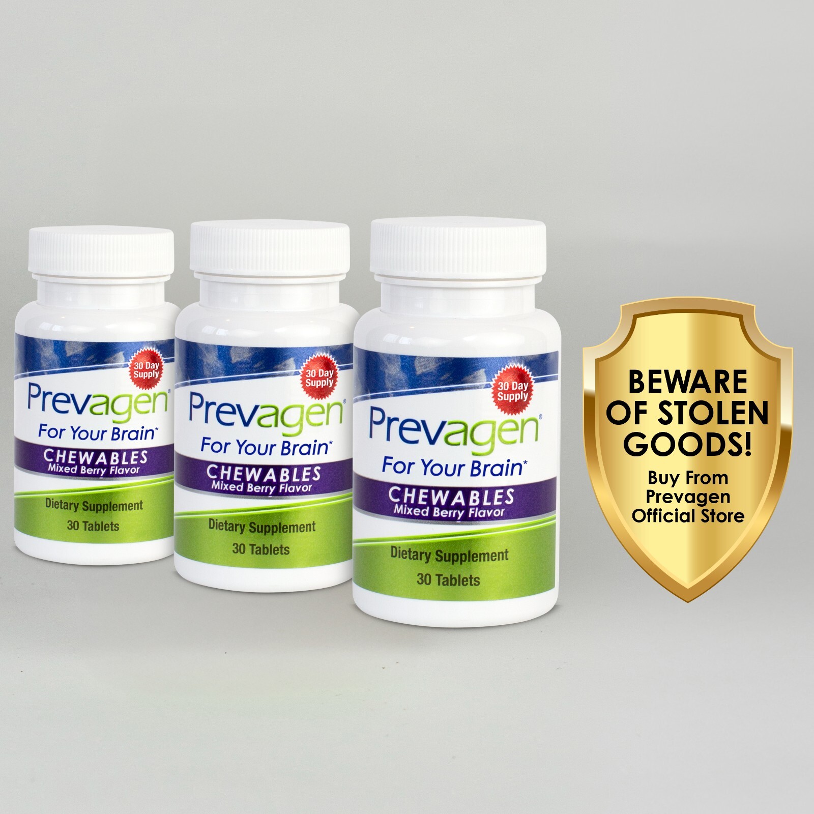 Prevagen Regular Strength 10mg Mixed Berry Chewables - 3 Pack (90-Day Supply)