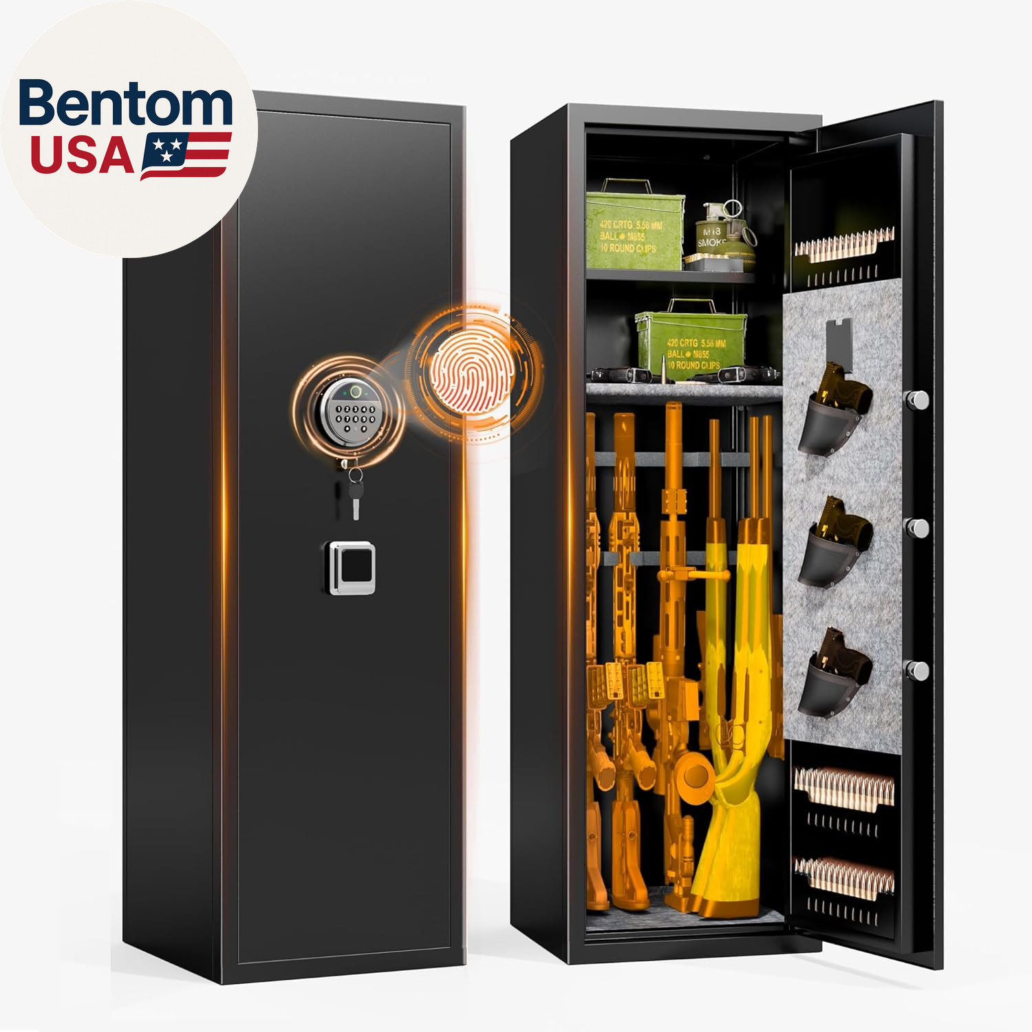[No Assembly Required]10-12 Gun Safe for Home Rifle and Pistols,Fast Biometric F