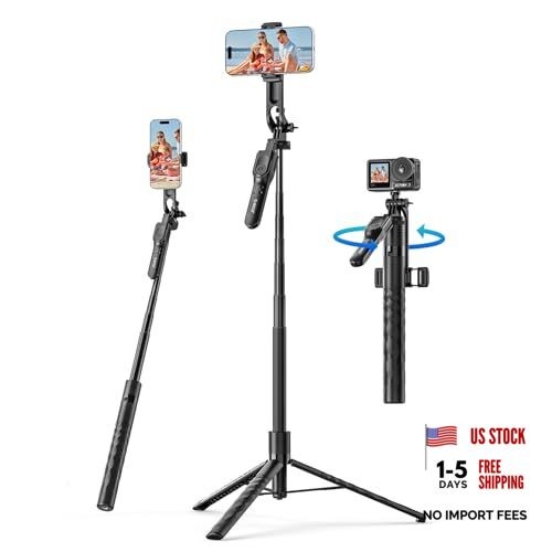 69" Phone Tripod, Selfie Stick Tripod for iPhone with Wireless Remote