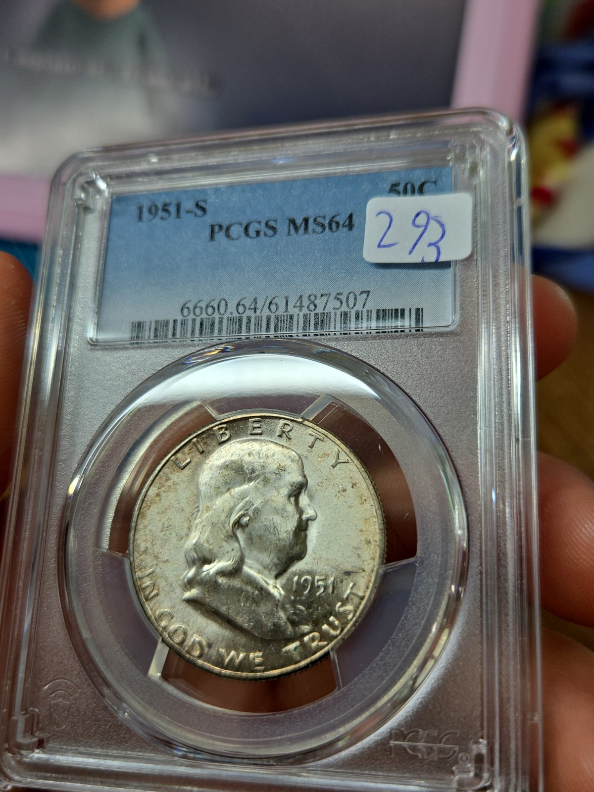 1951-S Franklin Silver Half Dollar PCGS MS64
