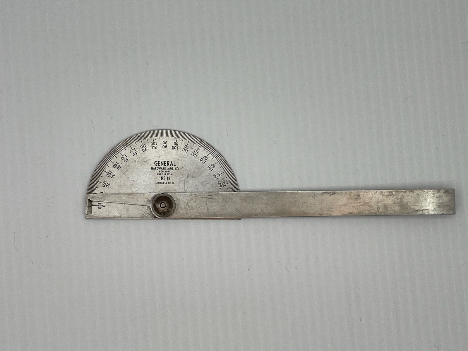 Vintage Protractor, No 18 General Hardware Mfg. Co., New York, USA MADE Tool