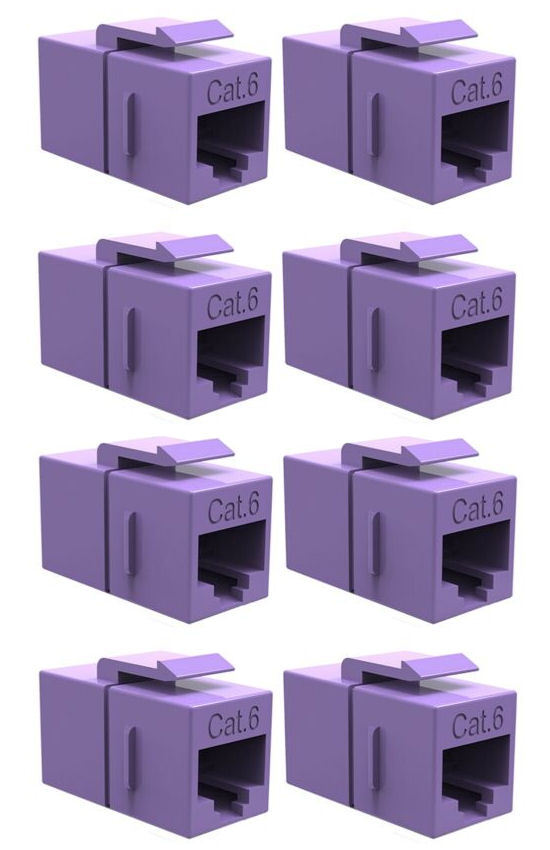 8x CAT6 Keystone Ethernet RJ45 Network Coupler Cable Wall Plate Extender Purple