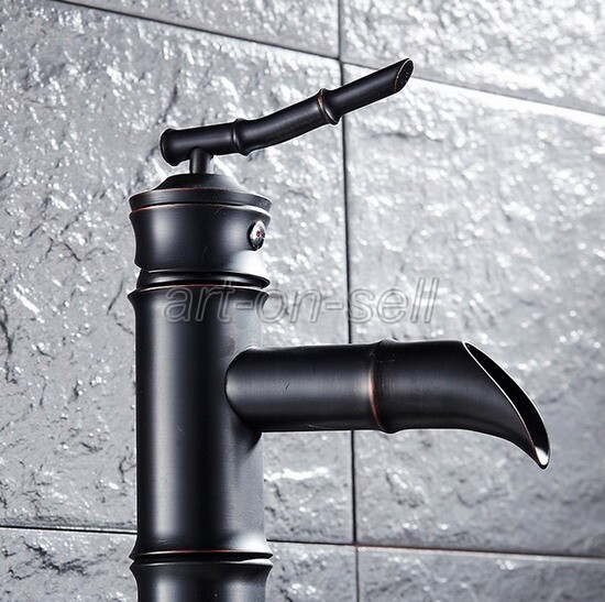 Black Bronze Bamboo Bathroom Vessel Sink Tap Lavatory Vanity Basin Faucet ahg017