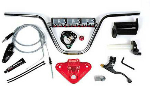 BBR Motorsports Handlebar & Triple Clamp Kit Red 7/8" fits Honda CRF50F/XR50R