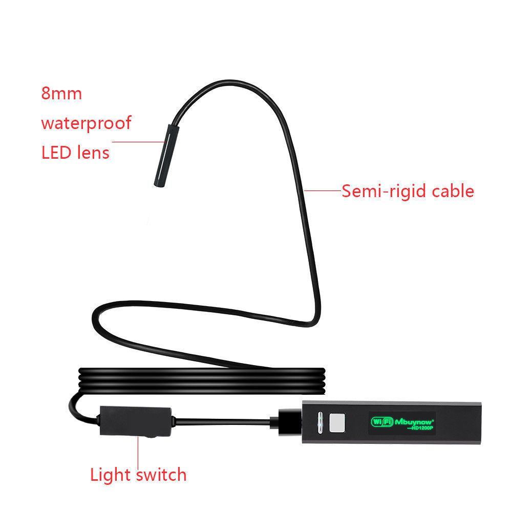 5M 8LED WiFi Borescope Endoscope Snake Inspection Camera for iPhone Android iOS