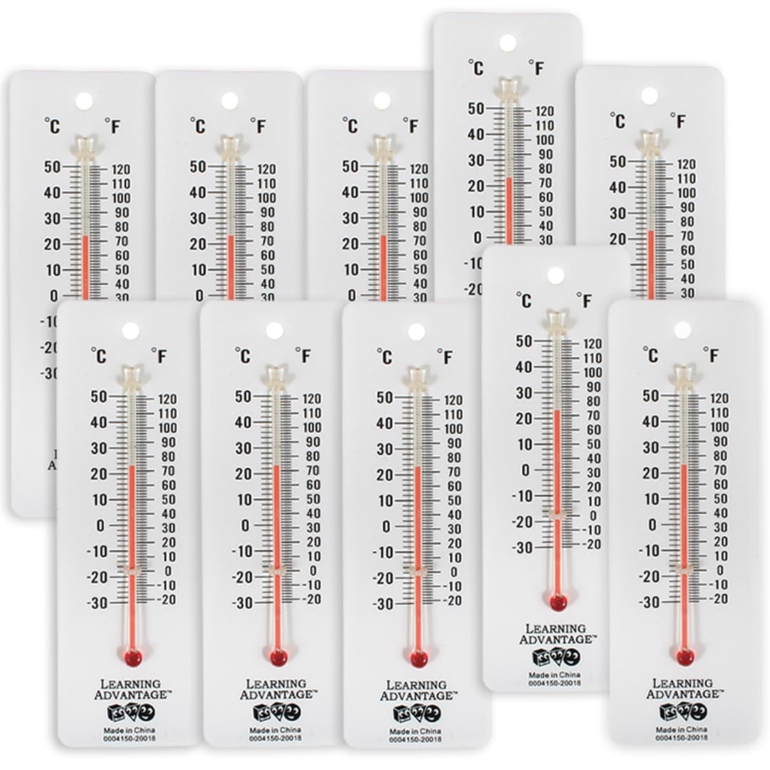 Student Thermometers - Set of 10 - Dual-Scale - Mercury-Free - Easy To Read, ...