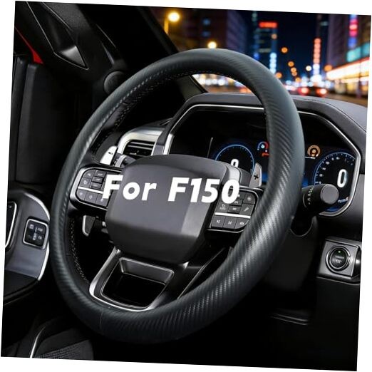 Steering Wheel Cover for Ford F150 F250 F350 Black-Full Carbon Fiber