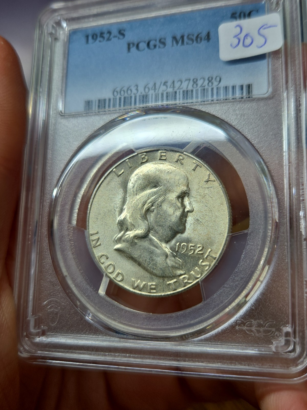 1952-S Franklin Half Dollar PCGS MS64