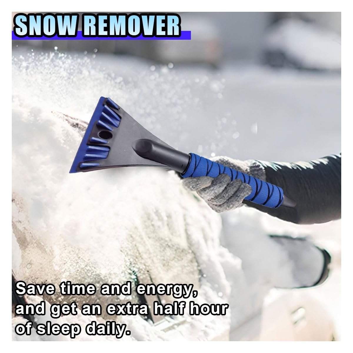 Ice Scraper for Car Windshield, No Scratch Window 12.53×4.23 inch, Blue