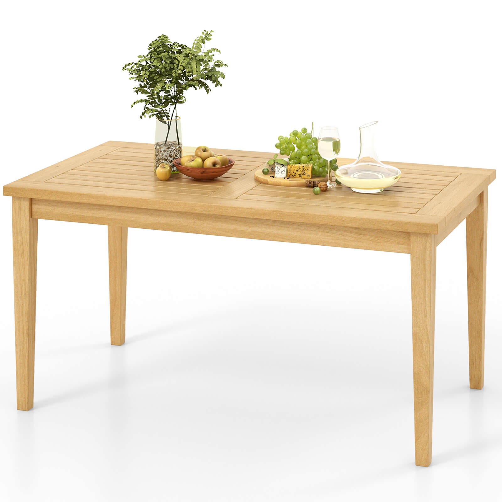 35.5"x20" Outdoor Teak Wood Coffee Table w/ Slatted Tabletop Patio Furniture