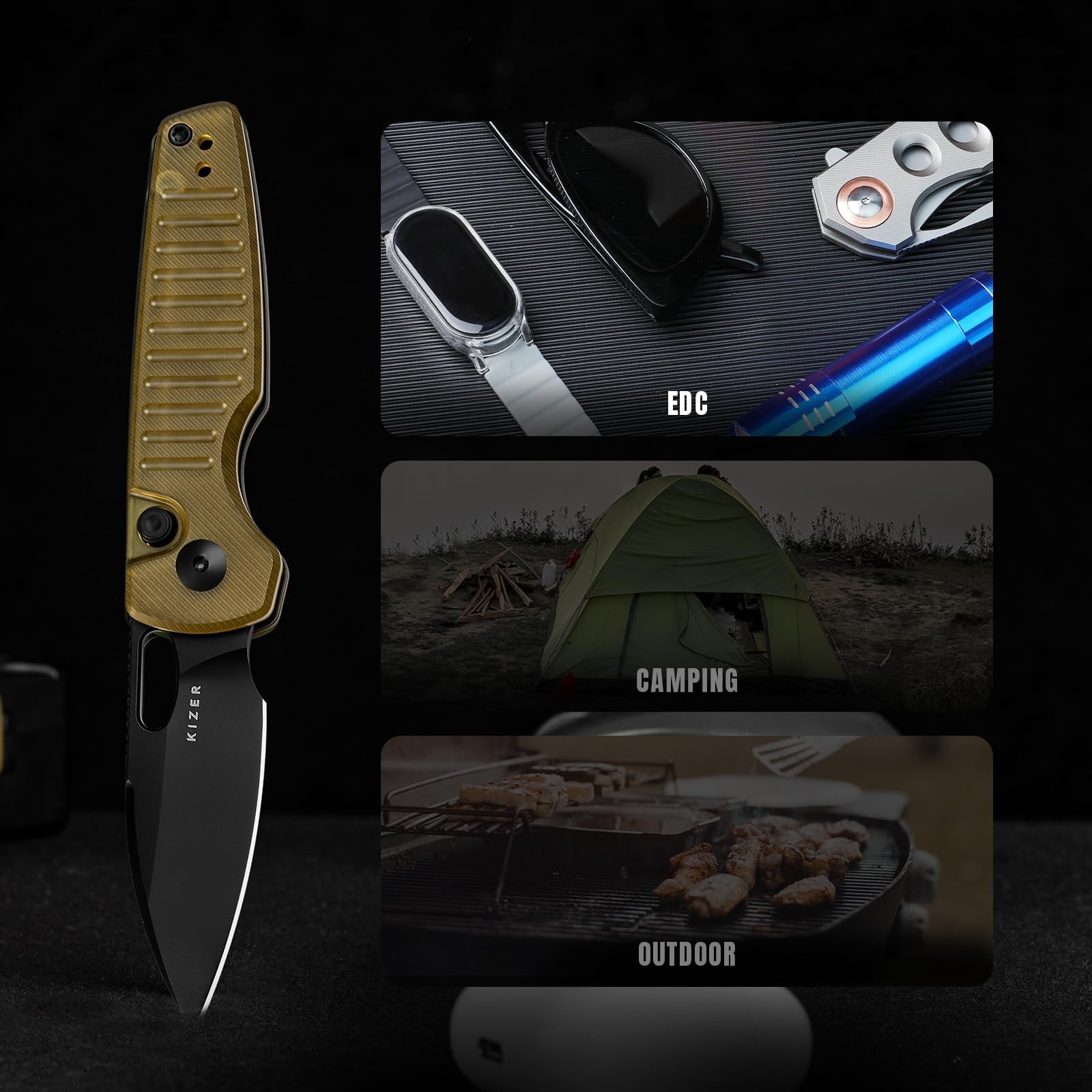 Kizer Parakeet V2706A1 2.46" Nitro-V Blade Folding Knife PEI Handle