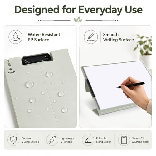 Free Standing Clipboard Foldable and Desktop Document Stand with Light Green