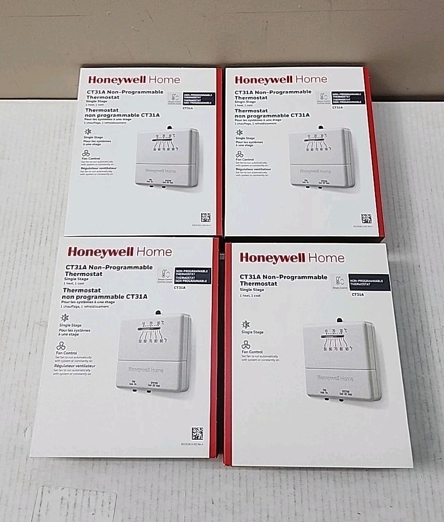 Lot of 4 Honeywell CT31A Heat and Cool Non Programmable Thermostats