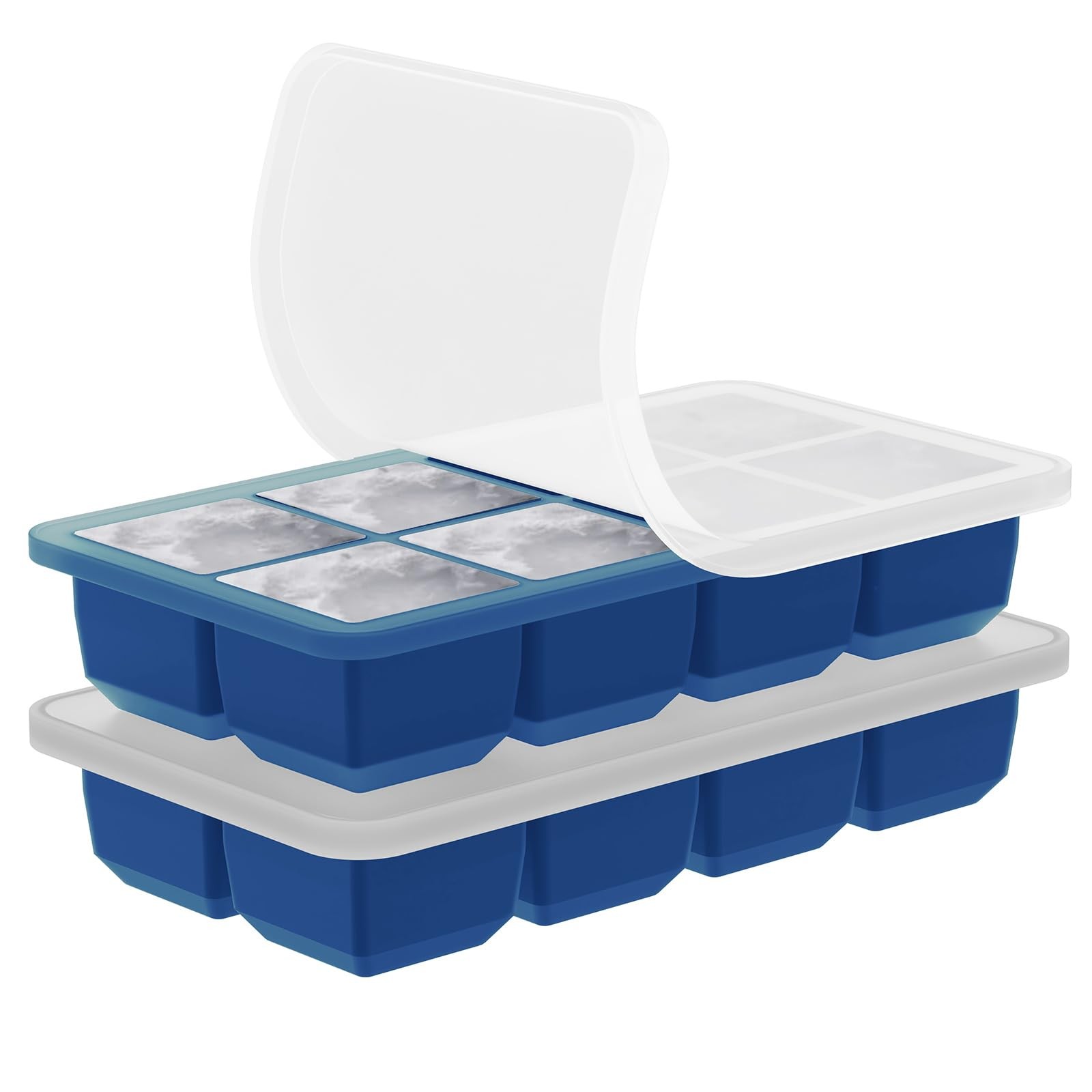 2 Pack 2 Inch Silicone Large Ice Cube Molds with Lid for Cocktails Wine Whiskey