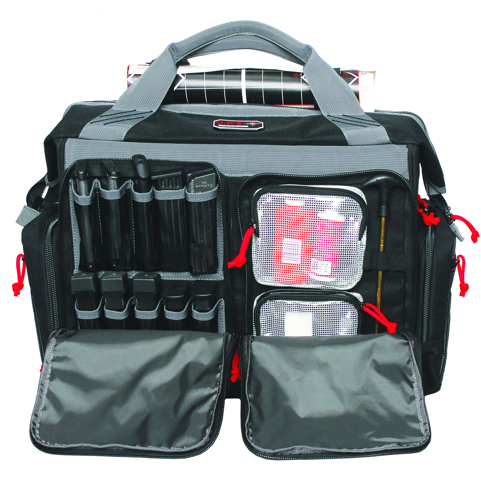 GPS Rolling Range Bag ATV Wheels Visual ID Telescoping Handle H/3 Pistols Black