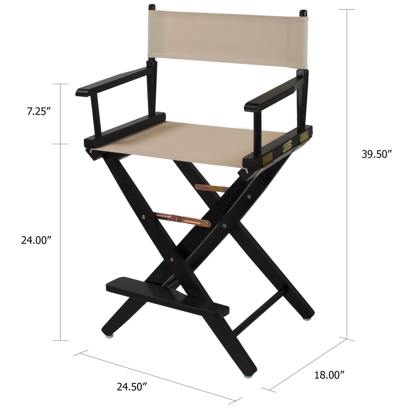 24 Inch Counter Height Solid Hardwood Chair with Armrests Foldable Design
