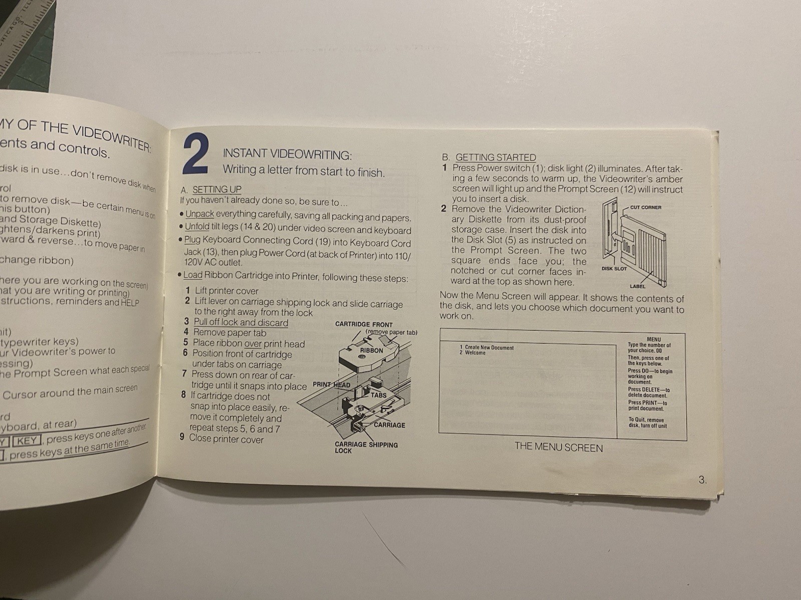 1985 MAGNAVOX VIDEOWRITER Word Processor USER'S MANUAL AND PULL OUT GUIDE