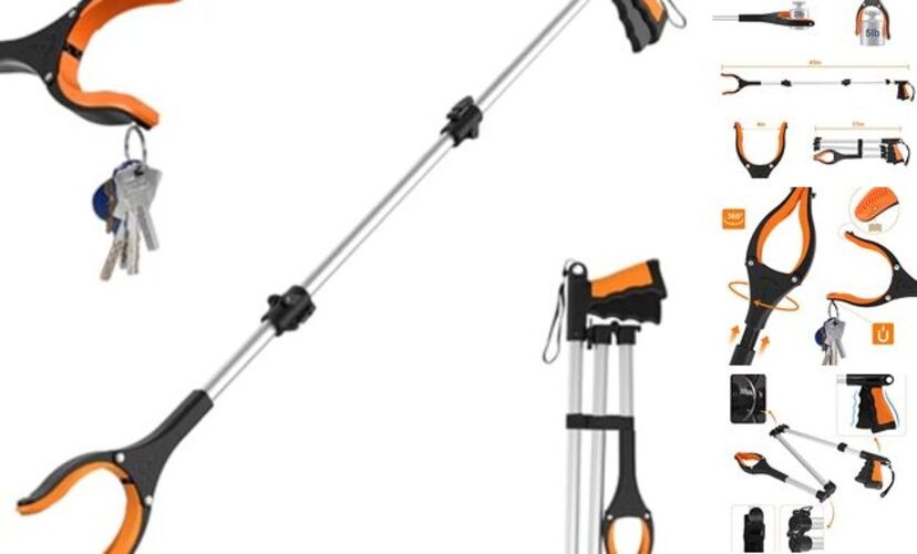 43" Extra Long Grabber Tool, Foldable Grabbers for Elderly Grab 43-Inch Orange